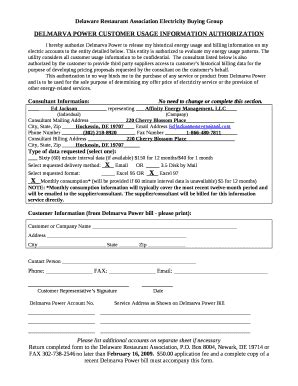 Delmarva Power Customer Usage Ination Authorization Doc Template Delmarva Power Customer Usage Ination Authorization Doc Template