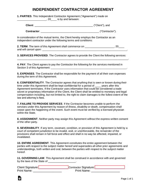 Free Independent Contractor Agreements 47 Pdf Word Eforms Free Independent Contractor Agreements 47 Pdf Word Eforms