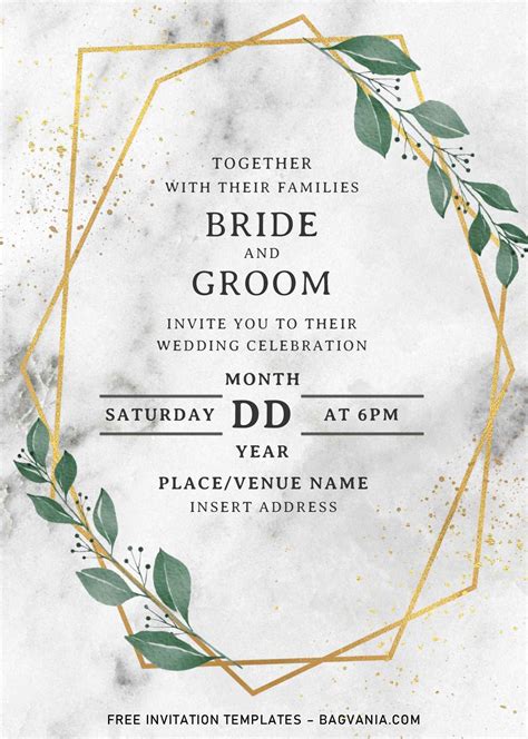 Greenery Geometric Wedding Invitation Templates Editable With Ms Word Greenery Geometric Wedding Invitation Templates Editable With Ms Word