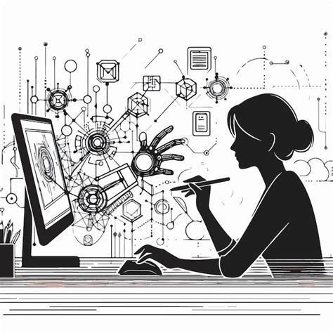 Outline Illustration Of Online Digital Content Creator Abstract Concept Outline Illustration Of Online Digital Content Creator Abstract Concept