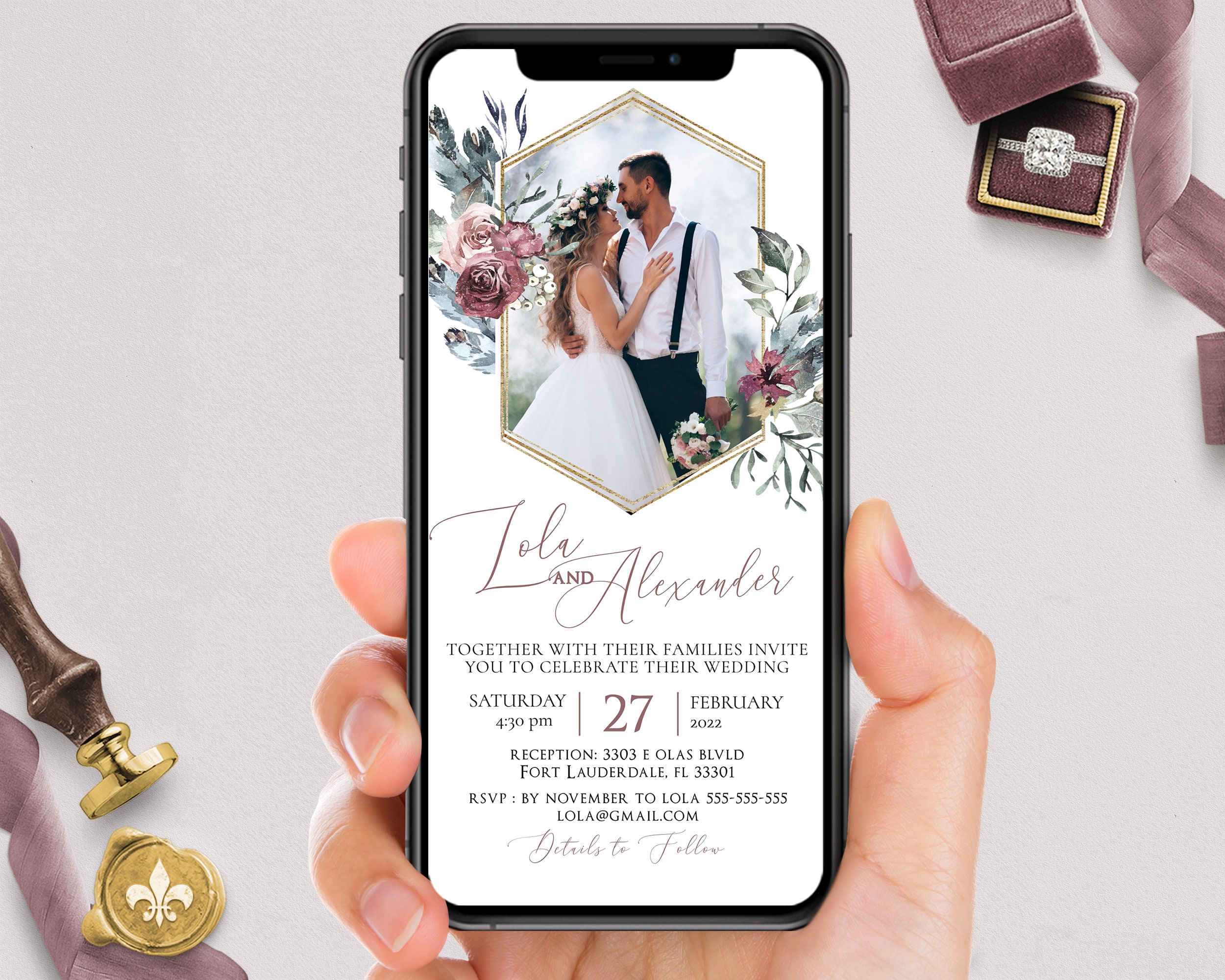 Wedding Digital Invitation Floral Wedding Digital Invitation Etsy Wedding Digital Invitation Floral Wedding Digital Invitation Etsy